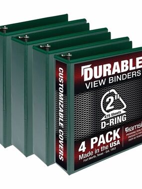 Durable View Binders 4-Pack in Dark Green